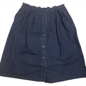 Vtg 80s Skirt Preppy Denim
Pleated Button Front Midi A-Line
Alfred Dunner Sz 18